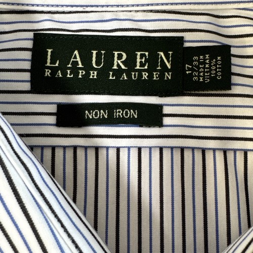 Lauren Ralph Lauren Button Down Dress Shirt Striped Non Iron Men's 16 32/33 - Picture 7 of 7