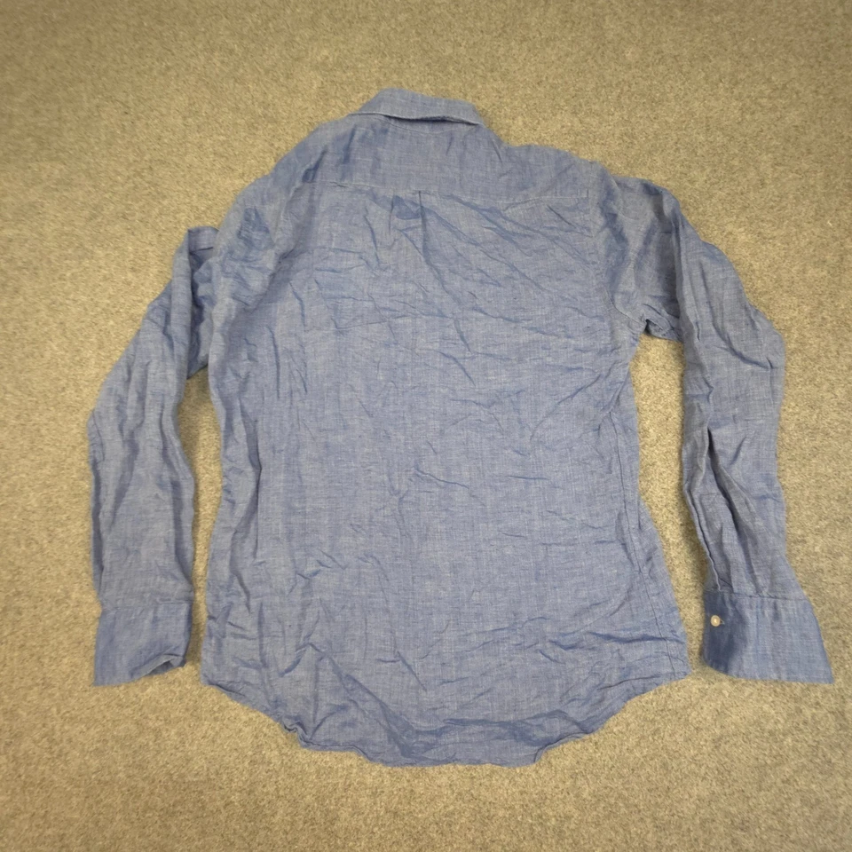 International Gallery BEAMS Shirt mens LARGE Blue linen japan Button Up Size L - Image 4 of 4