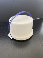 Vintage Tupperware Cake Taker Round Speckled Fireworks Bold N Blue 864B NICE