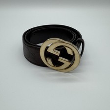 GUCCI Interlocking sima Brown Leather Belt