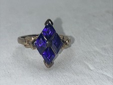 Vintage Amethyst cluster and cz 925 Sterling Silver ring size 7
