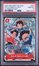 Ace & Sabo & Luffy Alternate Art OP13-007 Carrying on His Will Foil PSA 10