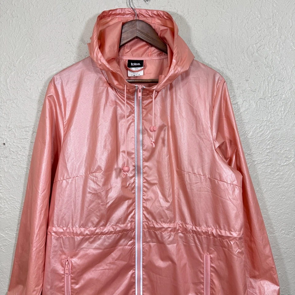 Chaqueta de Lluvia Totes XL Metálica Oro Rosa Reflectante Embalable Con Capucha Larga Reciclada Foto 3 de 4