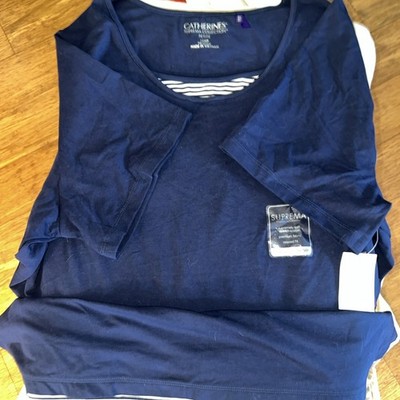 NWT Catherine s  Plus Size 1X 18-20 blue Top Short Sleeve Suprema Collection