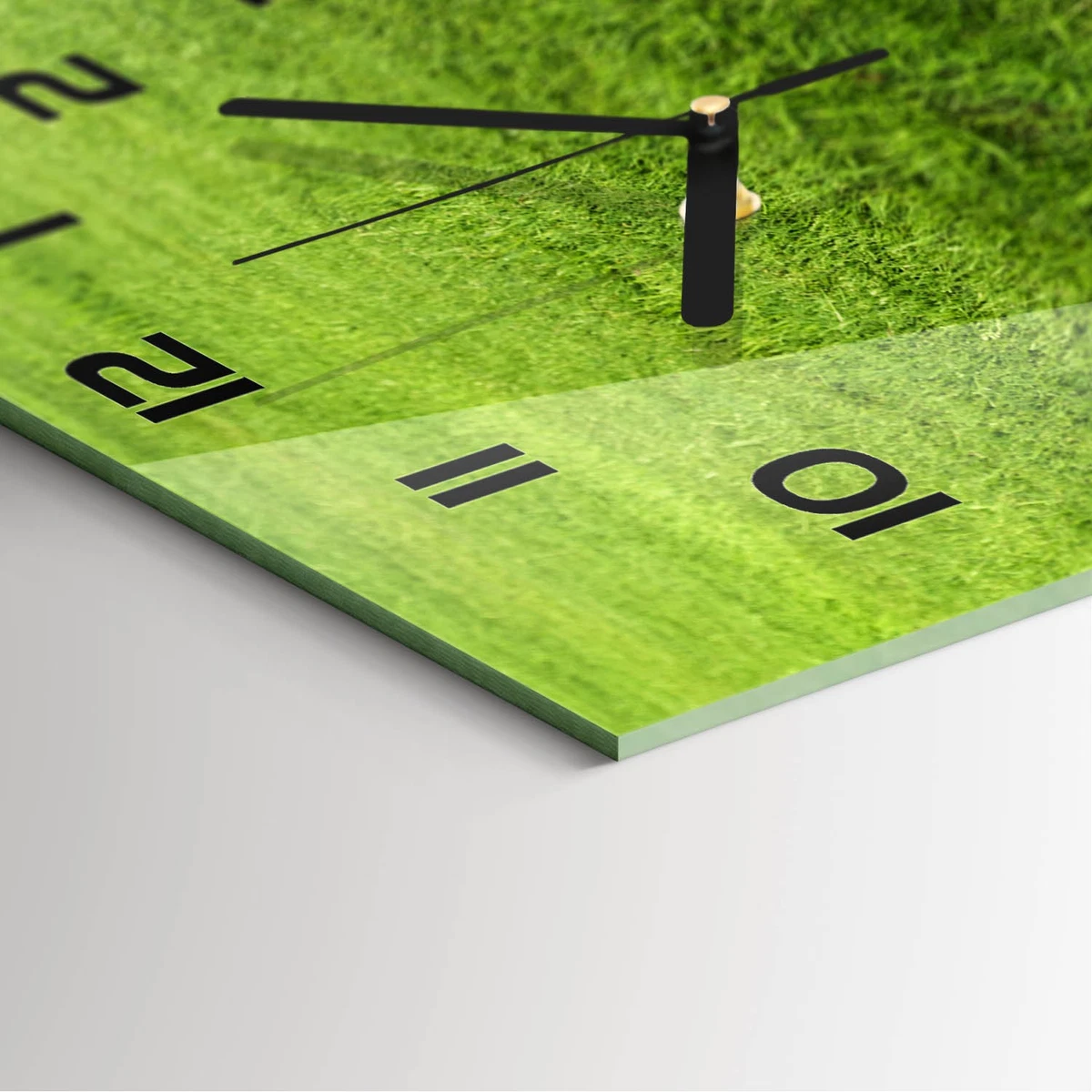 Reloj de Pared Rectangular de Vidrio Templado Decorativo Hierba Verde 60x30 cm