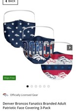 Denver Broncos Patriotic Face Covering 3-Pack Fanatics Brand Adult Official NFL