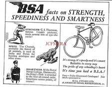 BSA Bicycles 'Strength Speediness Smartness' ADVERT Small 1940s Print Ad 162/73