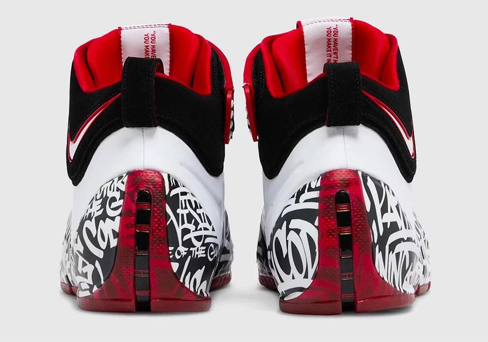 Nike Zoom LeBron IV 4 Graffiti 2023 White Red Black DJ4888-100 Men's - Image 3 of 4