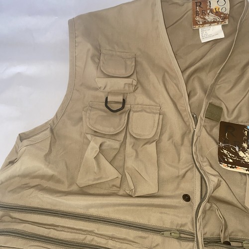 New Rio Bravo Fishing Vest Beige Size XL 14 Pocket - Picture 10 of 10