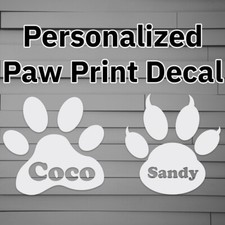 Personalized Paw Print Sticker, Dog Decal, Pet Decal, Cat Custom Pet Sticker, Cu