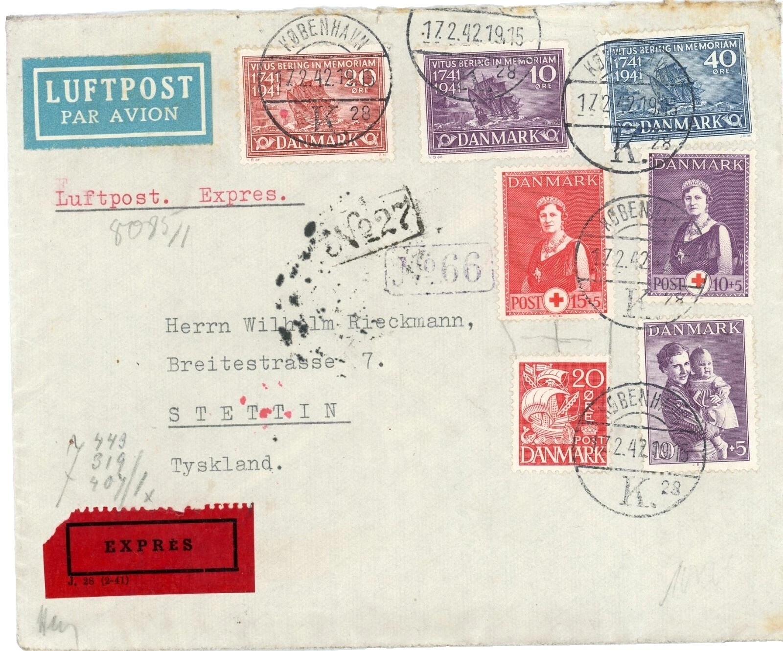 Denmark WWII Worldwide Postal History Stamps