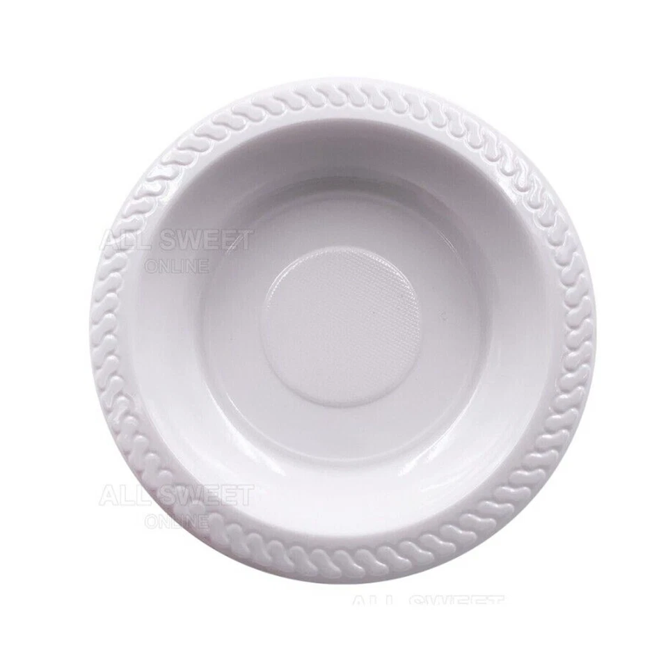 100x Reusable Party White Plastic Dinner Bowls 180mm Catering Picnic Round Bowl - image 4 of 4