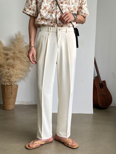 Silk Wide-leg Casual Pants Men Summer Thin Straight-leg Loose Trousers Workwear