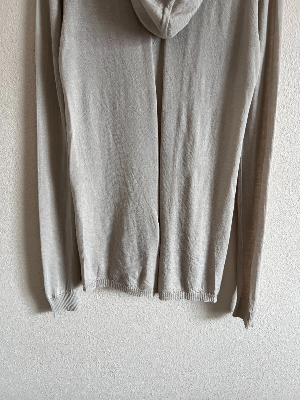 Felpa Rick Owens Cashmere Manica Lunga Taglia Media Perla NUOVA Made in Italy