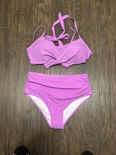 Twist Front Bikini Top And Bottom Size XL LILAC Swimwear