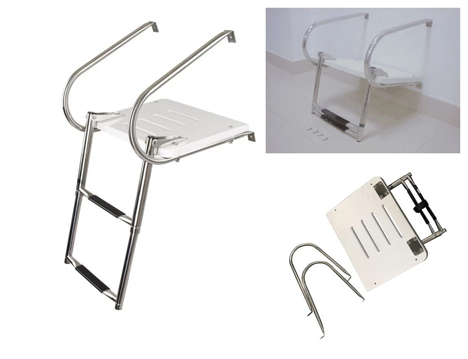  Under Mount Telescopic 2 Steps Boat Ladder Universal Swim Fiberglass Platform - image 3 of 4
