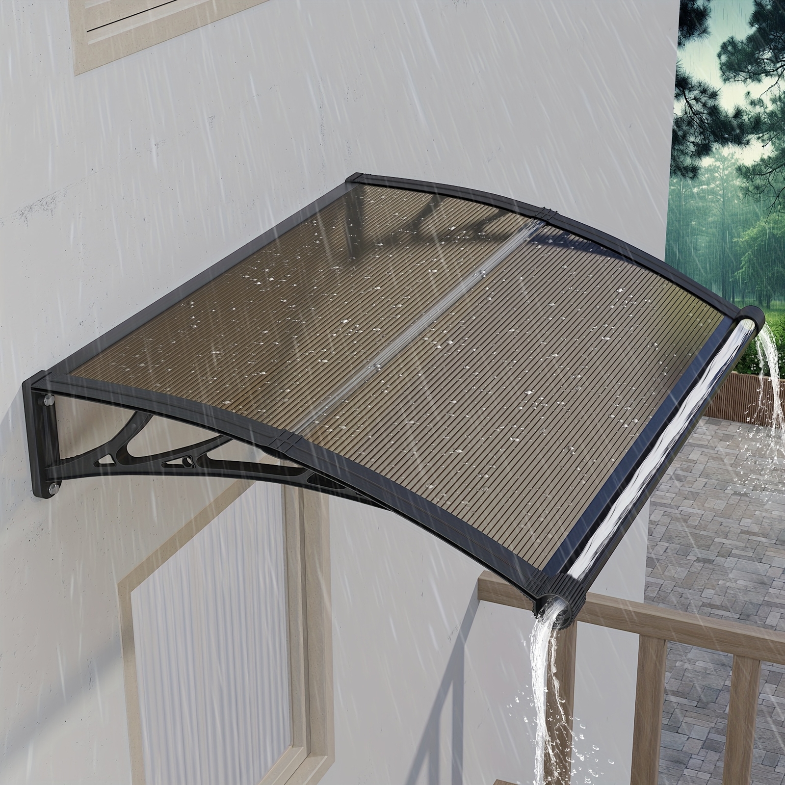 40x48" Door and Window Awnings with Gutter Polycarbonate Rai