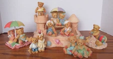 VTG Enesco Cherished Teddies BY THE SEA Sand Castle Summer Fun Collectible Lot 8