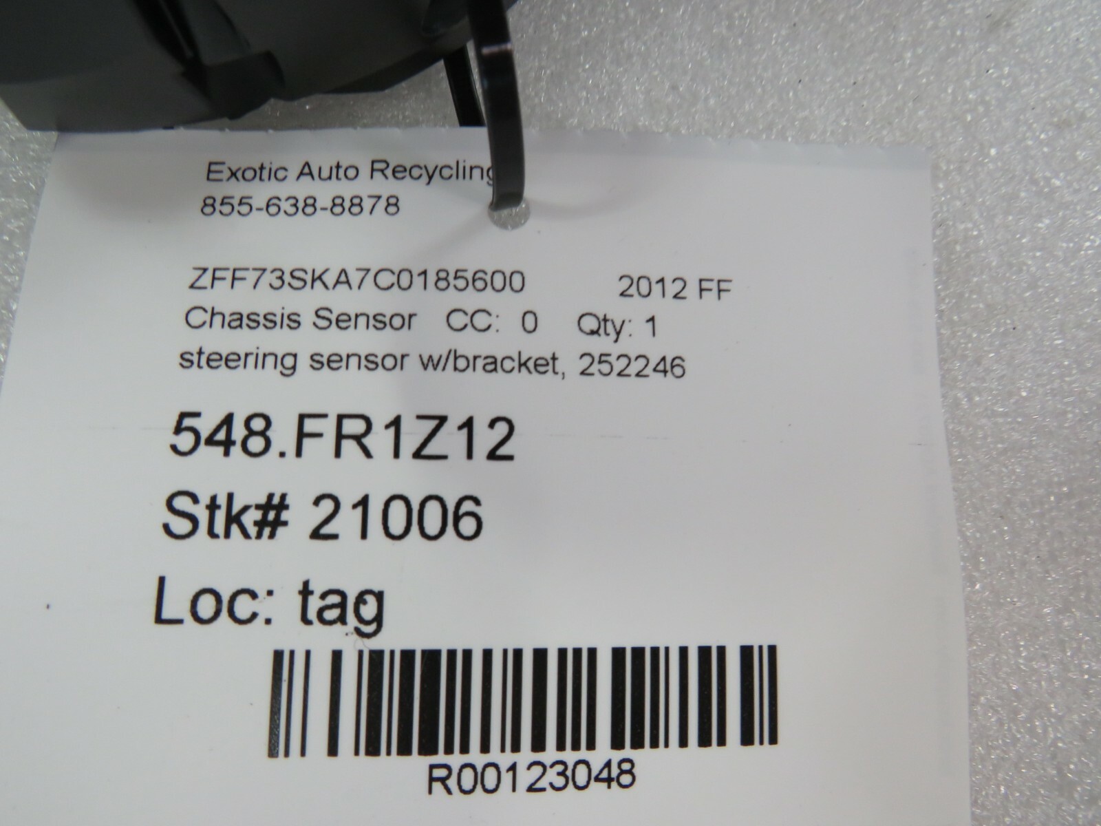 Ferrari FF, Steering Sensor w/Bracket, Used, P/N 252246