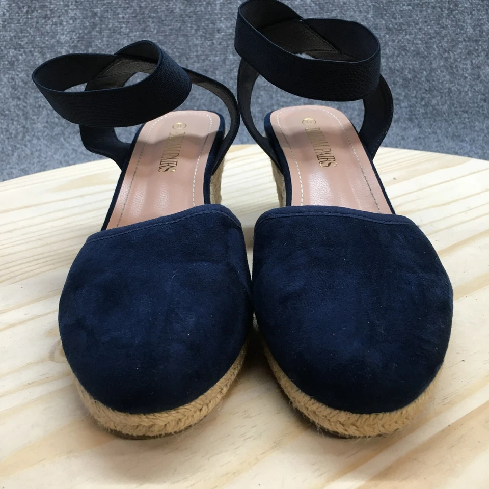 Sandalias Dream Pairs para mujer 8 alpargata Amanda azul gamuza punta almendra cuña Foto 4 de 4