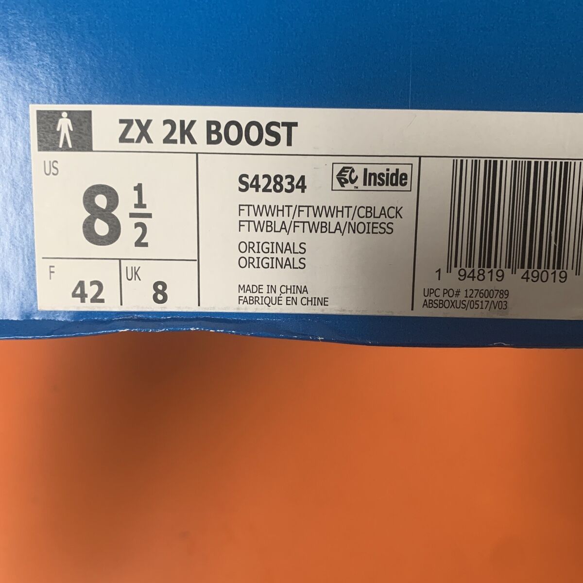 New Adidas Originals Men's ZX 2K BOOST Sneakers White/Black New Adidas Originals Men's ZX 2K BOOST Sneakers White/Black