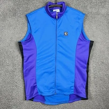 Vintage Pearl Izumi Mens XL Winter Cycling Vest Fleece Lined Thermal Biking Blue