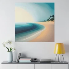 Ocean Beach Sea Scape Shore View Blue Sky Beautiful Painting Art Matte Canvas