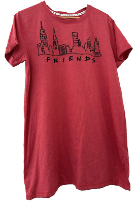 PRIMARK. WUNDERSCHÖNES ROT MELIERTES T-SHIRT MIT FRIENDS-DRUCK (NACHTHEMD).  Größe M/12/14