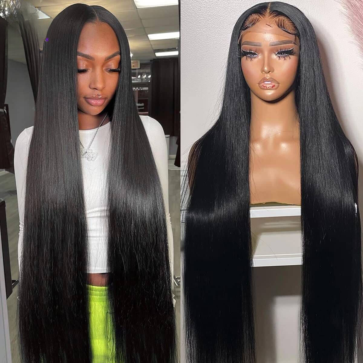 360 Lace Front Wig Human Hair 250% Density Straight 34 Inch Glueless S2703808021264f9c81229ba3fade0  main image 2