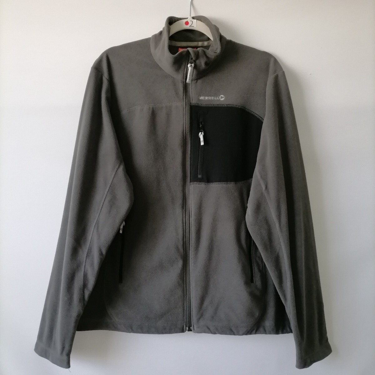 新品　MERRELL フルジップジャケット XL 黒 Merrell Mens Gray Black Long Sleeve Full Zip Fleece Bomber