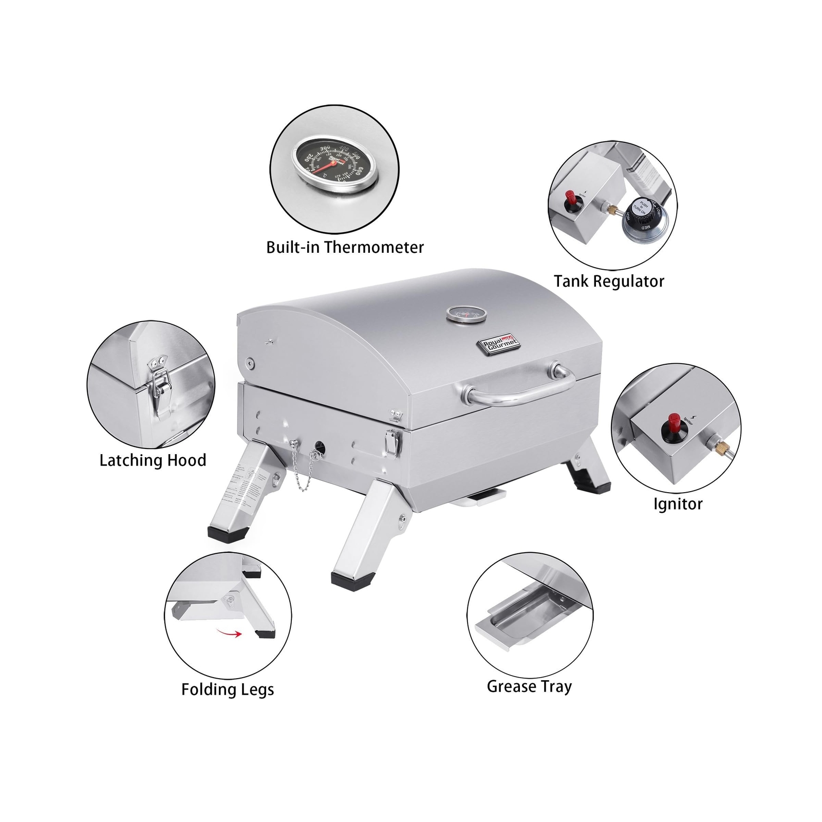 Royal Gourmet GT1001 Stainless Steel Portable Grill, 10000 BTU BBQ ... Fast Ship