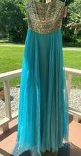 Sherri Hill #1539 prom pageant gown Formal Fashion dress Aqua Sparkle size 4 NEW