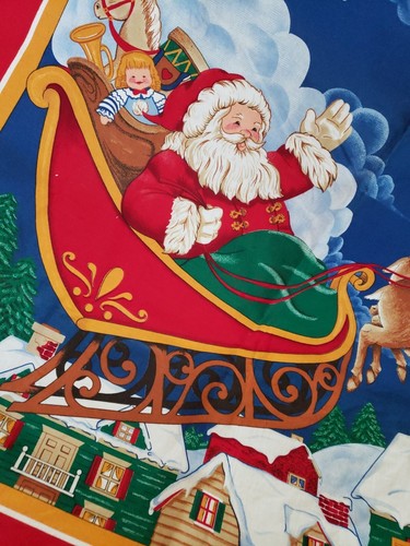 Fabric Panel Santa Claus & Reindeers 36 X 29" " Happy Christmas To All" - Picture 7 of 7