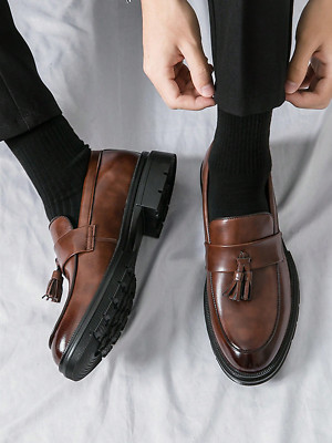 Tassel Decor Microfiber Leather Non Slip Business Casual Men Dress Shoes