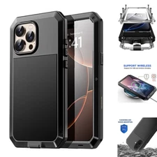For iPhone 16 Pro Max/16 Plus/16 Case Aluminum Shockproof Cover Screen Protector