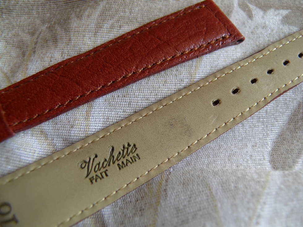 Bracelet De Montre En Cuir De Vachette Véritable 16mm - Fait Main En France, Marron Clair