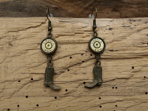 Antike Gold Kugel Ohrringe mit Stiefel Charms. Optionale Kristalle. - Bild 4 von 5