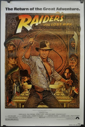 Raiders De Lost Ark R1982 Authentique 27X41 NM Jauge Film Affiche Harrison Ford
