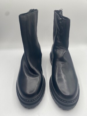 Calvin Klein Greg Women's Black Leather Heel Boots Size 8M NWD (Creased)