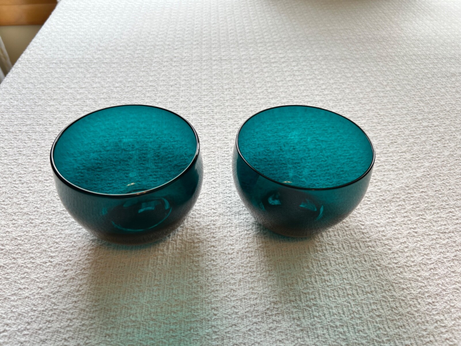 Teall Blue Glass Set of 2 Bowls for Candy Nuts or Floating Flowers-image