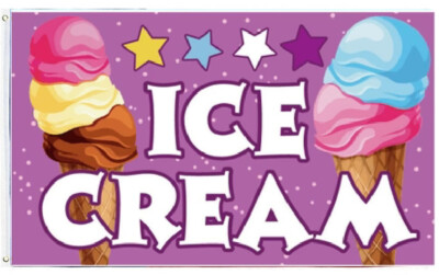 3X5 ICE CREAM FLAG BANNER 100D W/ GROMMETS R2 GROMMETS