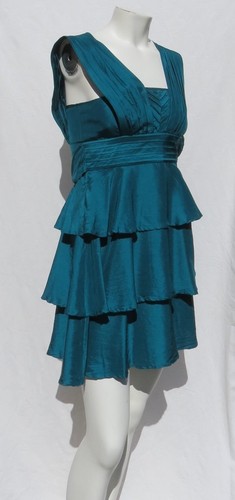 Green Silk Tiered Empire Dress size 