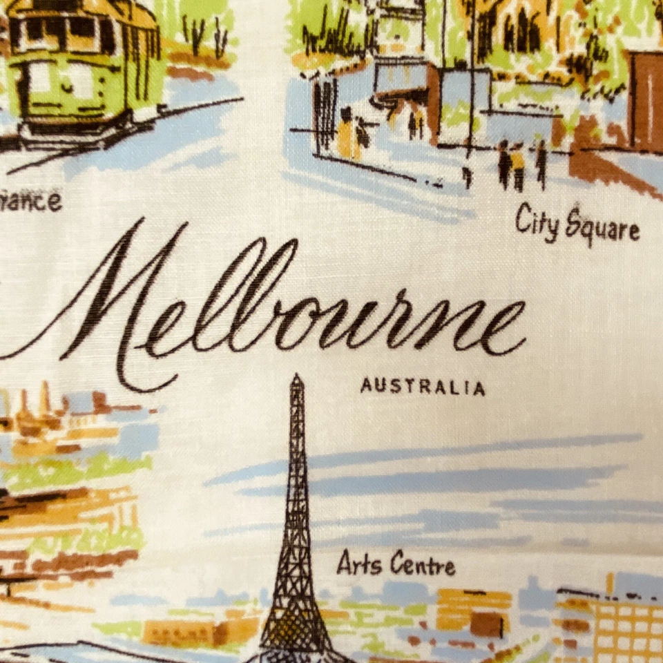 Melbourne Australia Hankie Handkerchief Tourist souvenir VTG Design Heil 15 - Image 2 of 4