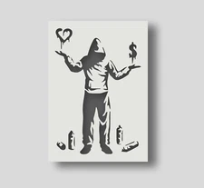 Banksy Love Or Money Stencil , Home decor, Wal Art, DIY Graffiti stencil