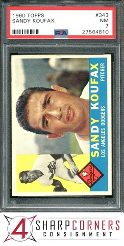1960 TOPPS #343 SANDY KOUFAX DODGERS HOF PSA 7