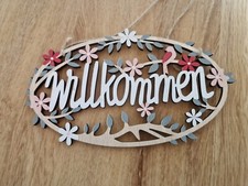 Willkommen – Holzschild