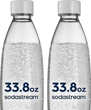SodaStream 1L White Slim Carbonating Bottles Twin Pack Reusable BPA-Free