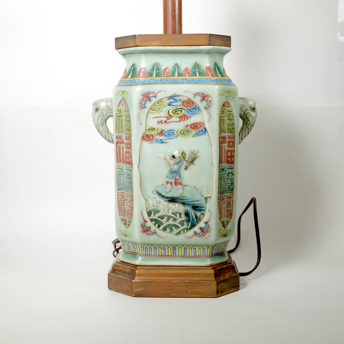 【時代古作品❗】中国古陶磁器　清代～民国期　清朝民窯　色絵　草花の図　大瓶　花入 所蔵品