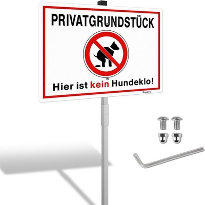 XXL Privatgrundstück Schilder mit Halterung 35x25cm Hier ist Kein Hundeklo 