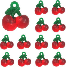 50 Pieces Acrylic Cherry Charms Plastic 3D Fruit Pendants for Jewerly Craft Maki